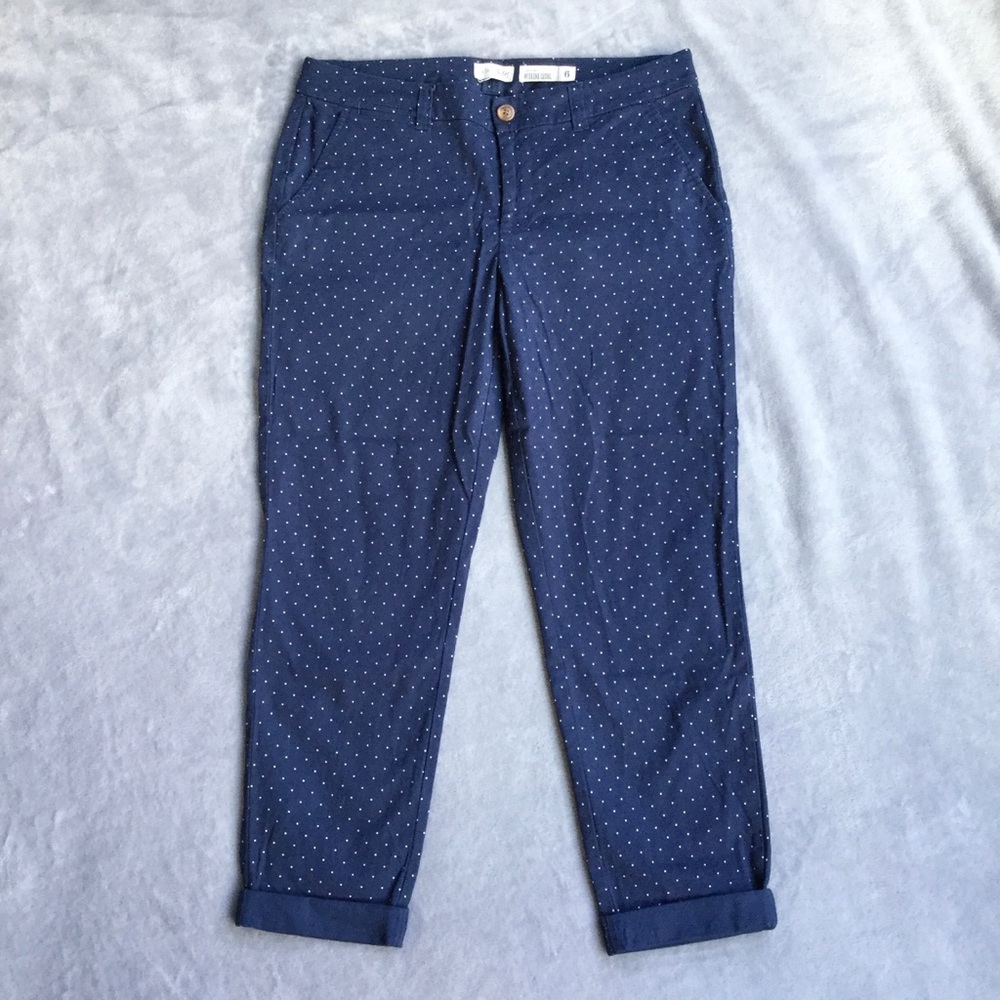 Navy Blue Polka Dot Chino Pants - Picture 2 of 5